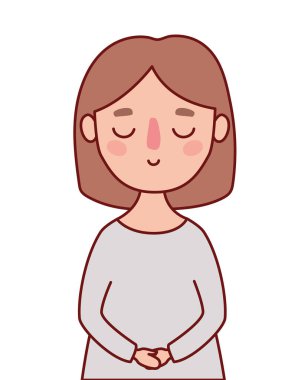 Kahverengi saç vektör tasarımlı Avatar kadın çizgi filmi