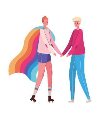 Kostümlü kadın karikatürleri ve lgtbi bayrak tasarımı