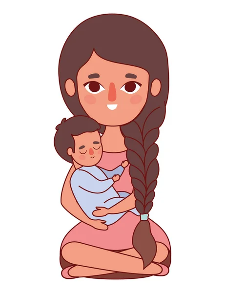 Bebek vektör tasarımlı anne — Stok Vektör
