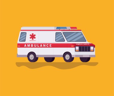 Ambulans paramedik araba yan görünüm vektör tasarımı