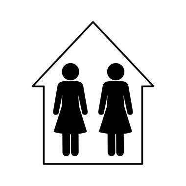 Kadınlar evin içinde avatarlar siluet biçim ikon vektör tasarımı