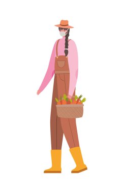 Maske vektör tasarımlı kadın bahçıvan