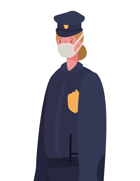 Police féminine avec design vectoriel masque — Image vectorielle