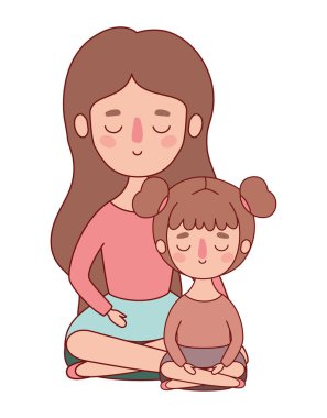 Anne ve kız vektör tasarımı