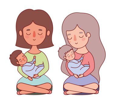 Bebek vektör dizaynı olan anneler