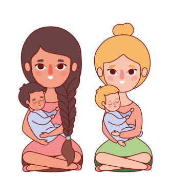 Bebek vektör dizaynı olan anneler