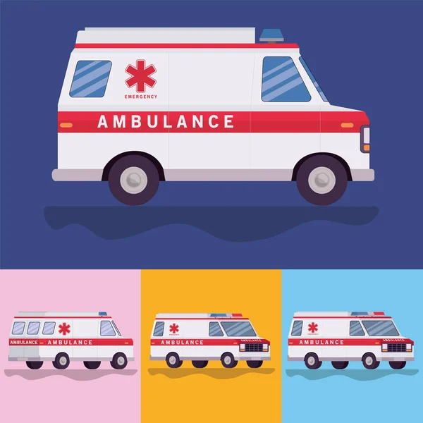 Ambulanze auto paramediche vista laterale progettazione vettoriale — Vettoriale Stock