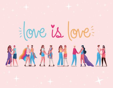 Kadınlar ve erkekler çizgi film ve lgtbi aşk metni tasarımı