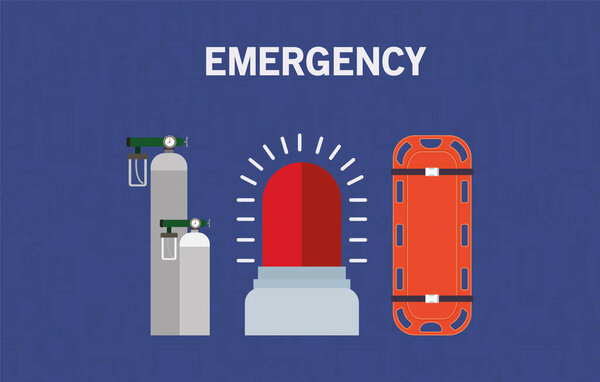 Векторная конструкция носилок и баллонов с кислородом
