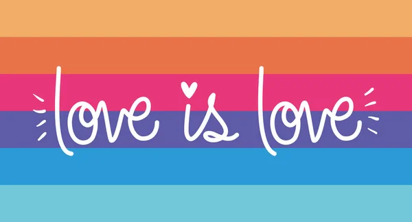 Lgtbi bayrağı aşk metni tasarımı — Stok Vektör