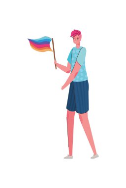 lgtbi bayrak tasarımı olan kadın karikatürü