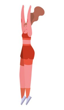 Spor kıyafetli kadın yoga vektörü tasarımı yapıyor.