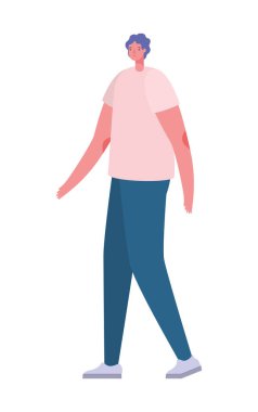 Rastgele giysi vektör tasarımı ile izole edilmiş Avatar Adam karikatürü