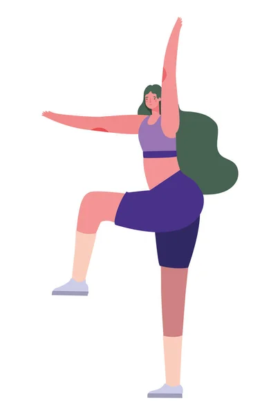 Donna con abbigliamento sportivo facendo yoga vector design — Vettoriale Stock