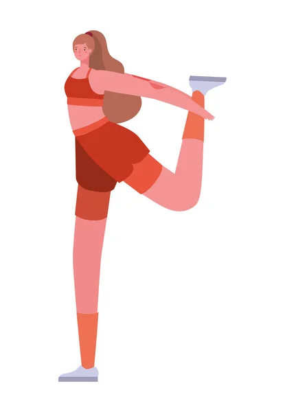 Mujer con ropa deportiva haciendo yoga vector de diseño — Vector de stock