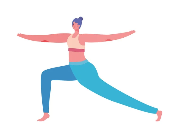 穿着运动服的女人做瑜伽矢量设计 — 图库矢量图片