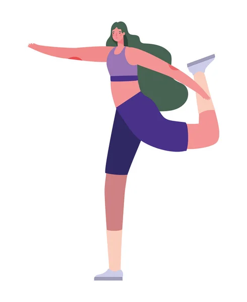 Γυναίκα με αθλητικά ρούχα κάνει yoga vector design — Διανυσματικό Αρχείο