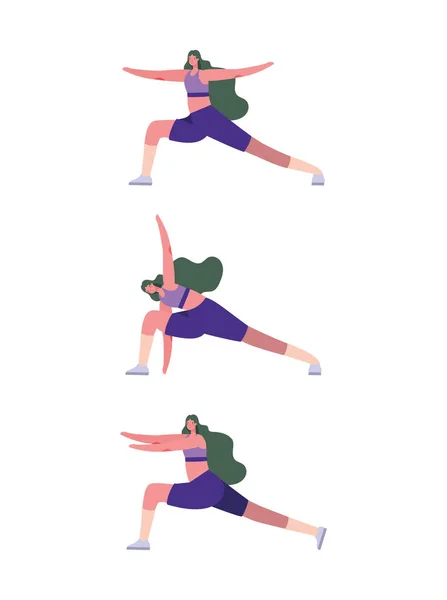 Femmes avec des vêtements de sport faisant yoga vecteur design — Image vectorielle