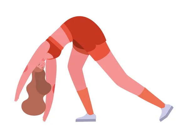 Mujer con ropa deportiva haciendo yoga vector de diseño — Vector de stock