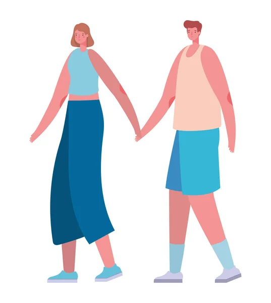Casal de mulher e homem desenhos animados com design de vetor sportswear — Vetor de Stock