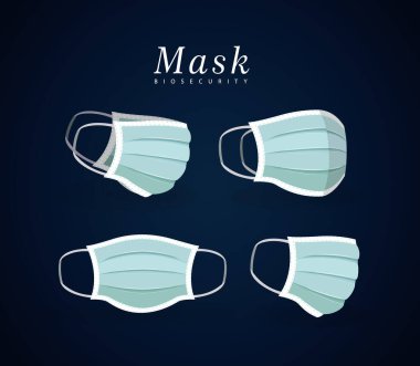Tıbbi mavi maskeler vektör tasarımı