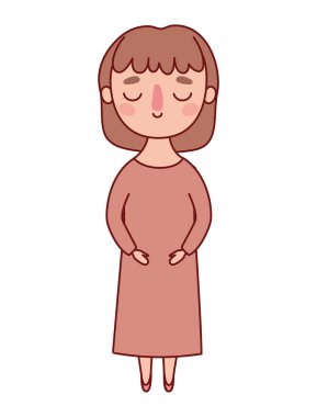 Kahverengi saç vektör tasarımlı Avatar kadın çizgi filmi