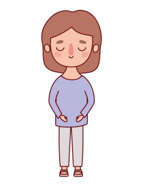 Kahverengi saç vektör tasarımlı Avatar kadın çizgi filmi