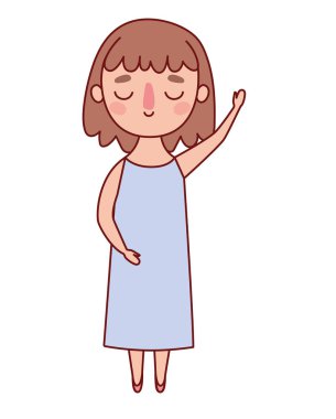 Kahverengi saç vektör tasarımlı Avatar kadın çizgi filmi