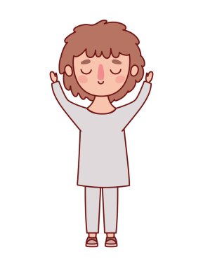 Kahverengi saç vektör tasarımlı izole edilmiş avatar çocuk çizgi filmi