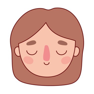 baş kadın çizgi film kahverengi saç vektör tasarımı