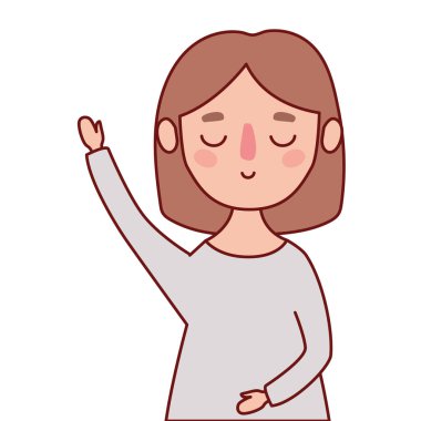 Kahverengi saç vektör tasarımlı Avatar kadın çizgi filmi