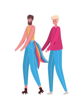 Kadın ve erkek çizgi filmi kostüm ve lgtbi bayrak tasarımı