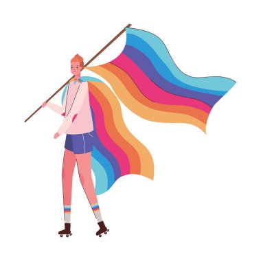lgtbi bayrak tasarımı olan kadın karikatürü