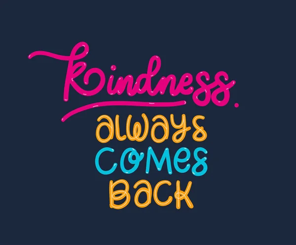 Kindness always comes back lettering vector design — Stock Vector