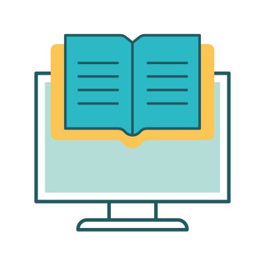 Bilgisayar satırı ve biçim ikonu vektör tasarımı hakkında kitap