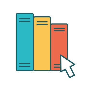 İmleç ok satırına sahip ve biçim ikonu vektör tasarımına sahip kitaplar