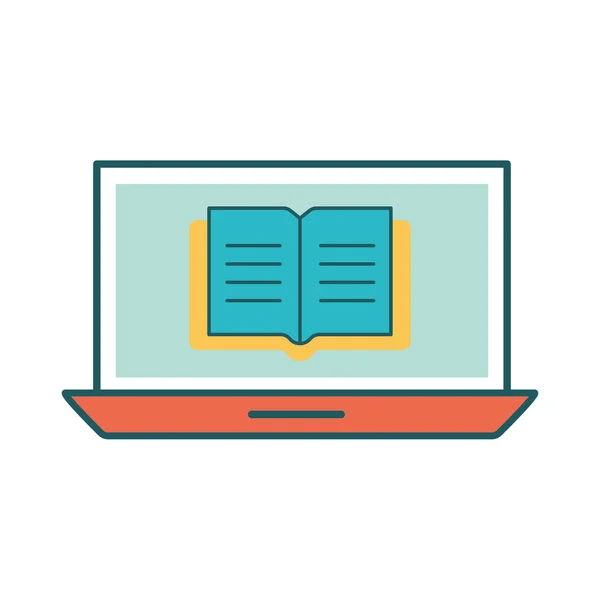 노트북 라인에 Ebook on laptop line and fill style icon vector design — 스톡 벡터