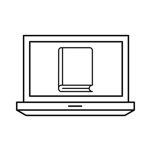 Ebook on laptop silhouette style icon vector design — Stock Vector