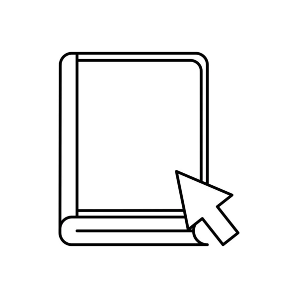 Libro electrónico con diseño de vectores icono de estilo de silueta de flecha de cursor — Archivo Imágenes Vectoriales