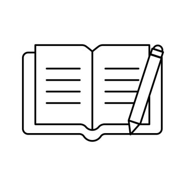 Kalem silueti biçim vektör tasarımı ile izole edilmiş eğitim kitabı