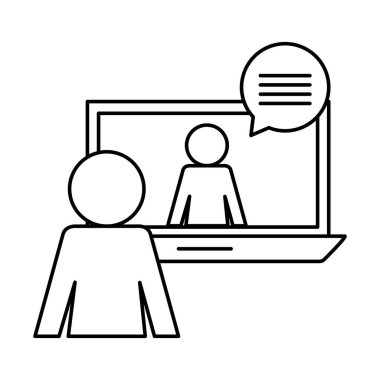 balon siluet biçim ikon vektör tasarımı ile görüntülü sohbette dizüstü bilgisayarda avatar