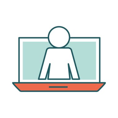 görüntülü sohbet satırında dizüstü bilgisayarda avatar ve biçim ikon vektör tasarımını doldur