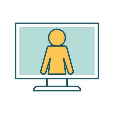 görüntülü sohbet satırında bilgisayar üzerindeki avatar ve biçim ikon vektör tasarımı