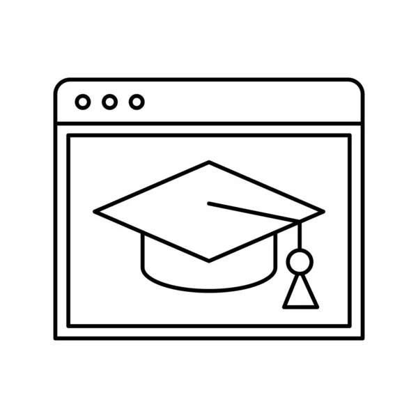 Sitio web con el diseño de vectores icono de estilo de silueta gorra de graduación — Vector de stock