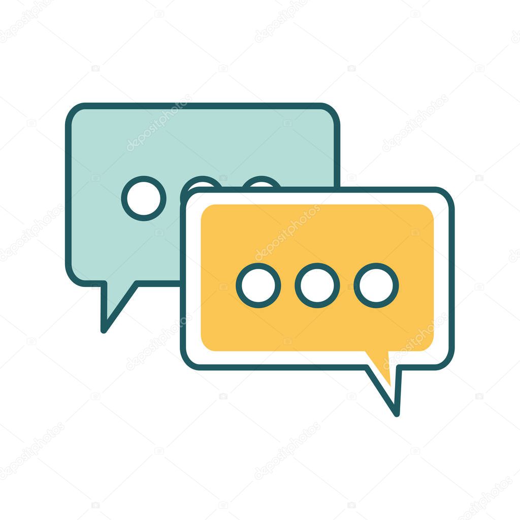 Communication bubbles line and fill style icon vector design