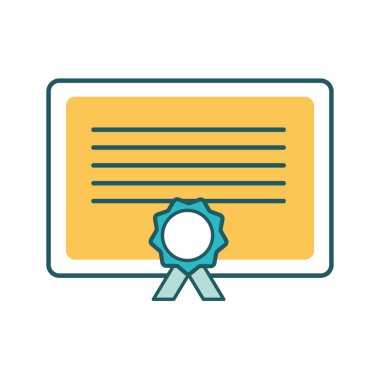 İzole mezuniyet diploması çizgisi ve biçim ikonu vektör tasarımını doldur