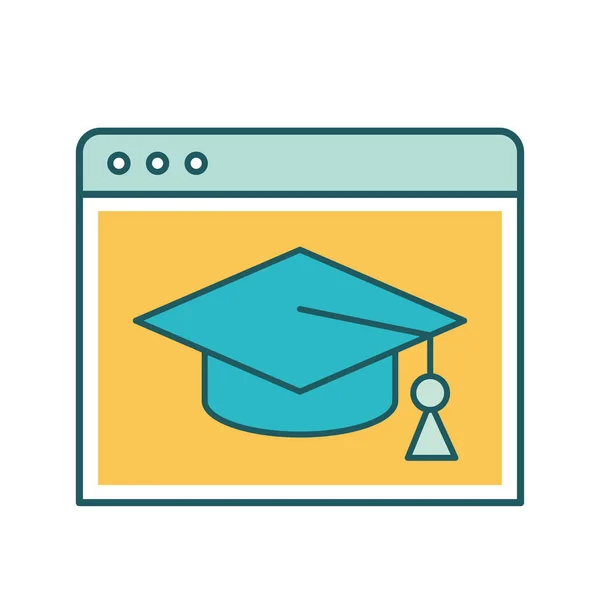 웹 사이트 with graduation cap line and fill style icon vector design — 스톡 벡터