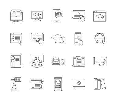 Eğitim çevrimiçi siluet biçim vektör tasarımı