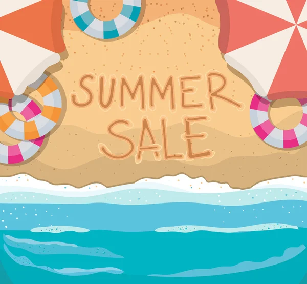 夏季销售海滩顶视图矢量设计 — 图库矢量图片