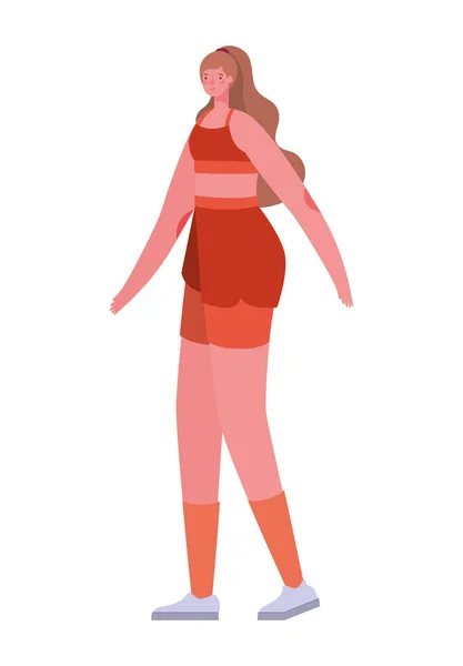 Dibujos animados de mujer Avatar con diseño de vectores de ropa deportiva — Vector de stock